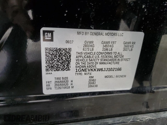 2018 Chevrolet Traverse High Country with VIN 1GNEVKKW6JJ102166, listed as a Copart auction lot 42454304 with 82,725 mi miles. Bid and sale history available at carsss.com. Image 13.