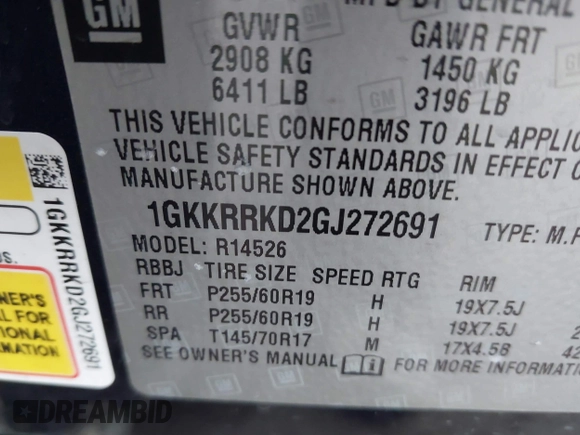 2016 GMC Acadia SLT with VIN 1GKKRRKD2GJ272691, listed as a IAAI auction lot 41052588 with 112,797 mi miles. Bid and sale history available at carsss.com. Image 9.
