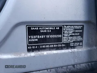 2009 Saab 9-3 Comfort z VIN YS3FB49Y191005230, wystawiony jako Copart lot #73645724 z przebiegiem 188 139 mil mil oraz Szkoda całkowita • Salvage title. Historia ofert i sprzedaży dostępna na DreamBid. Obrazek 12.
