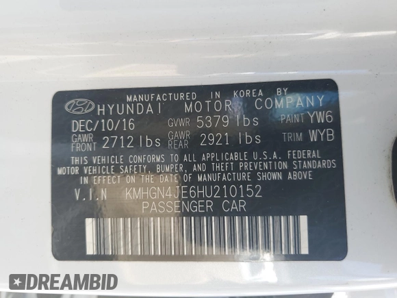2017 Genesis G80 3.8L z VIN KMHGN4JE6HU210152, wystawiony jako Copart lot #56148105 z przebiegiem 114 821 mil mil oraz Szkoda całkowita • Salvage title. Historia ofert i sprzedaży dostępna na DreamBid. Obrazek 12.