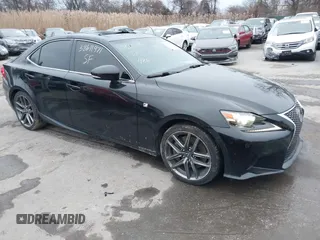 2014 Lexus IS 350 with VIN JTHBE1D26E5011864, listed as a IAAI auction lot 38611471 with 7,677 mi miles. Bid and sale history available at carsss.com. Image 1.