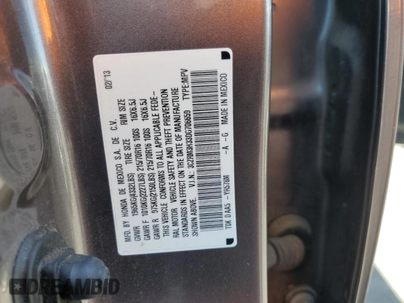 2013 Honda CR-V LX with VIN 3CZRM3H33DG706659, listed as a Copart auction lot 52009335 with 97,118 mi miles and Salvage Title. Bid and sale history available at carsss.com. Image 13.