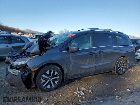 2025 Honda Odyssey EX-L with VIN 5FNRL6H69SB002182, listed as a Copart auction lot 44085465 with Not Provided miles and Salvage Title. Bid and sale history available at carsss.com. Image 1.