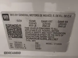 2024 Chevrolet Equinox LT with VIN 3GNAXUEG3RL261367, listed as a IAAI auction lot 42118262 with 16,535 mi miles and . Bid and sale history available at DreamBid. Image 9.