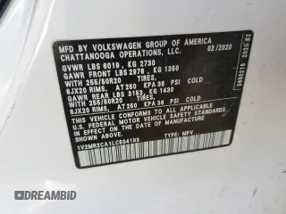 2020 Volkswagen Atlas SEL z VIN 1V2MR2CA1LC504193, wystawiony jako Copart lot #44369765 z przebiegiem 37 501 mil mil oraz Szkoda całkowita • Salvage title. Historia ofert i sprzedaży dostępna na DreamBid. Obrazek 13.