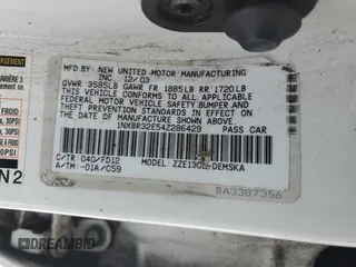 2004 Toyota Corolla CE with VIN 1NXBR32E54Z286429, listed as a Copart auction lot 44861275 with 219,316 mi miles and Clean Title. Bid and sale history available at DreamBid. Image 12.