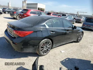 2016 Infiniti Q50 Red Sport 400 with VIN JN1FV7AR9GM451550, listed as a Copart auction lot 48861705 with 76,572 mi miles and Salvage Title. Bid and sale history available at DreamBid. Image 3.
