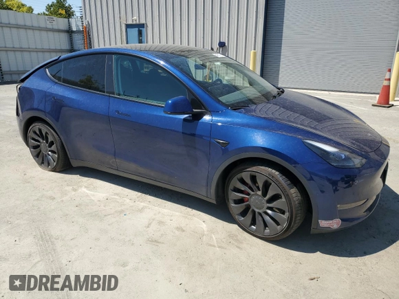 2022 Tesla Model Y Performance with VIN 7SAYGDEF4NF489629, listed as a Copart auction lot 64181775 with 22,120 mi miles and Salvage title. Bid and sale history available at DreamBid. Image 4.