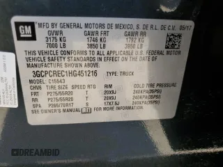 2017 Chevrolet Silverado 1500 LT with VIN 3GCPCREC1HG451216, listed as a Copart auction lot 47066045 with 178,157 mi miles and Salvage Title. Bid and sale history available at carsss.com. Image 13.