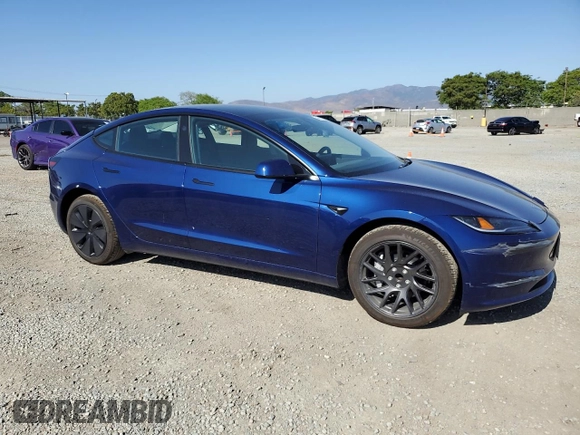 2025 Tesla Model 3 Long Range with VIN 5YJ3E1EA6SF935839, listed as a Copart auction lot 57665785 with 5,996 mi miles and Salvage title. Bid and sale history available at DreamBid. Image 4.