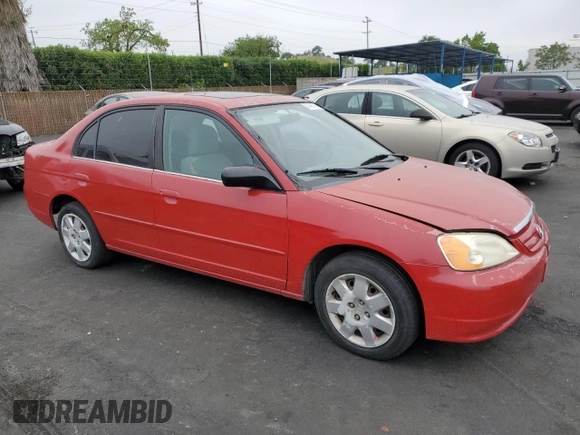 2002 Honda Civic EX with VIN 2HGES26792H554976, listed as a Copart auction lot 53095385 with 253,228 mi miles and Salvage Title. Bid and sale history available at DreamBid. Image 4.