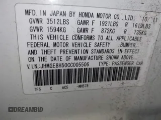 2012 Honda Fit Sport with VIN JHMGE8H50CC005506, listed as a IAAI auction lot 42017441 with 96,552 mi miles and . Bid and sale history available at DreamBid. Image 9.