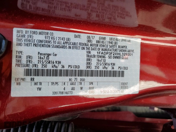2017 Ford Focus SE с VIN 1FADP3F2XHL329201, выставлен на аукционе Copart как лот 88367665 с пробегом 90 386 миль миль и Списание • Salvage title. История ставок и продаж доступна на DreamBid. Изображение 12.