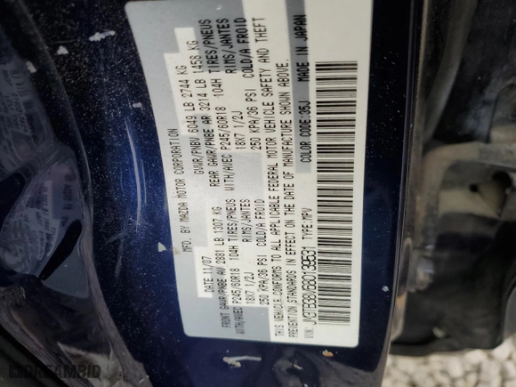 2008 Mazda CX-9 Touring with VIN JM3TB38V680139531, listed as a Copart auction lot 47560845 with 158,677 mi miles and Clean Title. Bid and sale history available at carsss.com. Image 13.