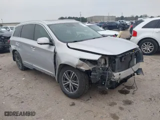 2017 Infiniti QX60 with VIN 5N1DL0MN0HC523779, listed as a IAAI auction lot 41609773 with 106,587 mi miles. Bid and sale history available at carsss.com. Image 1.