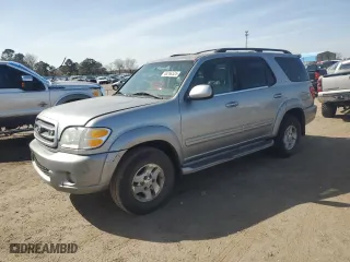 2002 Toyota Sequoia Limited with VIN 5TDZT38A42S064877, listed as a Copart auction lot 48266525 with 141,403 mi miles and Clean Title. Bid and sale history available at carsss.com. Image 1.