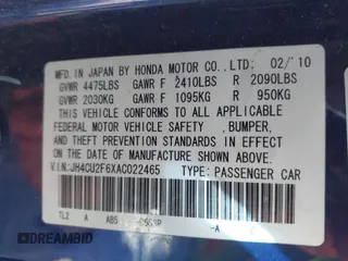 2010 Acura TSX z VIN JH4CU2F6XAC022465, wystawiony jako IAAI lot #41707429 z przebiegiem 154 663 mil mil oraz . Historia ofert i sprzedaży dostępna na DreamBid. Obrazek 9.