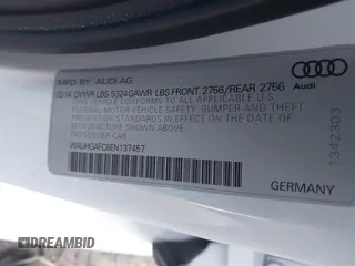 2014 Audi A6 Prestige with VIN WAUHGAFC8EN137457, listed as a IAAI auction lot 41854825 with 37,111 mi miles and . Bid and sale history available at DreamBid. Image 9.