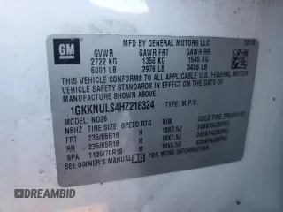2017 GMC Acadia SLT with VIN 1GKKNULS4HZ218324, listed as a Copart auction lot 88062305 with 172,702 mi miles and Salvage Title. Bid and sale history available at carsss.com. Image 13.