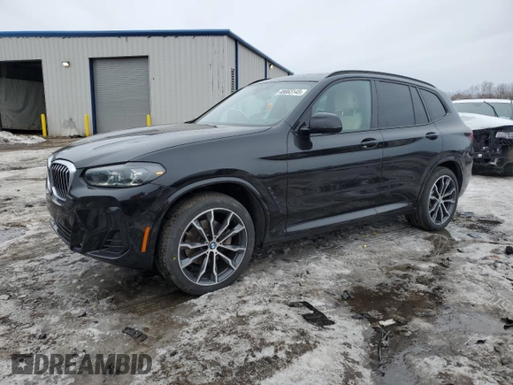 2022 BMW X3 xDrive30i with VIN 5UX53DP09N9K43964, listed as a Copart auction lot 48663145 with 32,306 mi miles and Salvage Title. Bid and sale history available at DreamBid. Image 1.