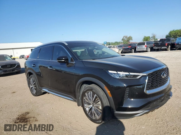 2023 Infiniti QX60 Sensory with VIN 5N1DL1GS2PC371655, listed as a Copart auction lot 57074995 with 20,018 mi miles and Salvage title. Bid and sale history available at DreamBid. Image 4.