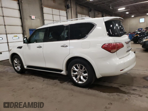 2011 Infiniti QX56 7-passenger with VIN JN8AZ2NE6B9004051, listed as a Copart auction lot 81329734 with 175,705 mi miles and Salvage Title. Bid and sale history available at carsss.com. Image 2.