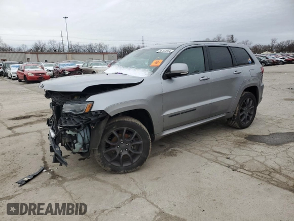 2020 Jeep Grand Cherokee Overland with VIN 1C4RJFCGXLC251580, listed as a Copart auction lot 86124554 with 0 mi miles and Salvage Title. Bid and sale history available at carsss.com. Image 1.