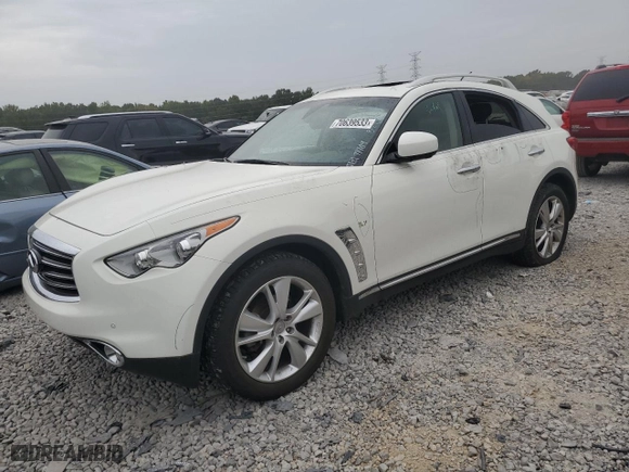 2015 Infiniti QX70 with VIN JN8CS1MW6FM480790, listed as a Copart auction lot 70639533 with 73,040 mi miles. Bid and sale history available at carsss.com. Image 1.