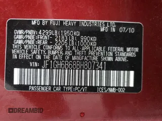 2011 Subaru Impreza Premium with VIN JF1GH6B68BH807341, listed as a Copart auction lot 54684875 with 77,984 mi miles and Salvage title. Bid and sale history available at DreamBid. Image 13.