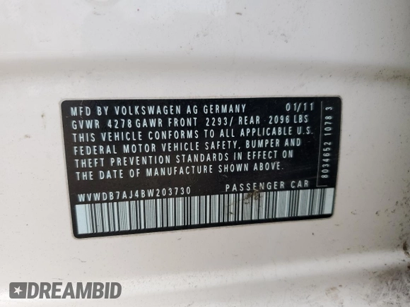 2011 Volkswagen Golf с VIN WVWDB7AJ4BW203730, выставлен на аукционе Copart как лот 48579045 с пробегом 161 401 миль миль и Списание • Salvage title. История ставок и продаж доступна на DreamBid. Изображение 14.