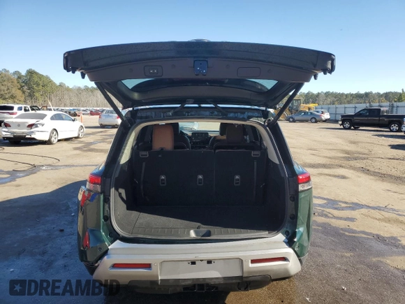 2023 Nissan Pathfinder Platinum with VIN 5N1DR3DH9PC249135, listed as a Copart auction lot 87843415 with 16,796 mi miles and Salvage title. Bid and sale history available at DreamBid. Image 6.
