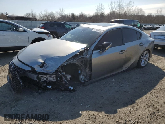 2021 Lexus IS with VIN JTHC81F29M5045630, listed as a Copart auction lot 47646125 with 0 mi miles and Salvage Title. Bid and sale history available at carsss.com. Image 1.