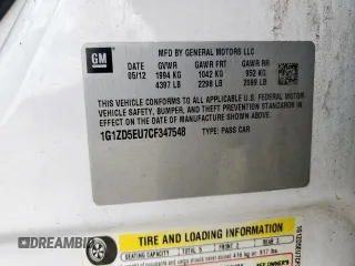 2012 Chevrolet Malibu 2LT with VIN 1G1ZD5EU7CF347548, listed as a Copart auction lot 54620155 with 131,619 mi miles and Salvage Title. Bid and sale history available at DreamBid. Image 12.