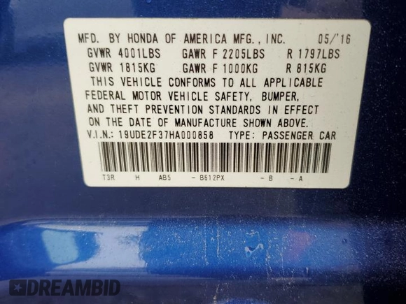 2017 Acura ILX z VIN 19UDE2F37HA000858, wystawiony jako Copart lot #55072885 z przebiegiem 68 333 mil mil oraz Szkoda całkowita • Salvage title. Historia ofert i sprzedaży dostępna na DreamBid. Obrazek 12.