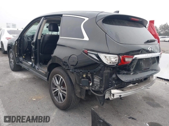 2019 Infiniti QX60 LUXE with VIN 5N1DL0MN7KC500202, listed as a IAAI auction lot 41229623 with 103,626 mi miles. Bid and sale history available at carsss.com. Image 3.