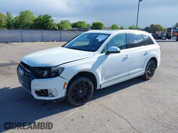 2017 Audi Q7 Premium with VIN WA1AAAF76HD019257, listed as a IAAI auction lot 42292549 with 55,067 mi miles and . Bid and sale history available at DreamBid. Image 2.