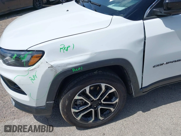 2023 Jeep Compass (RED) Edition with VIN 3C4NJDCN7PT566543, listed as a IAAI auction lot 42476972 with 45,439 mi miles and . Bid and sale history available at DreamBid. Image 6.