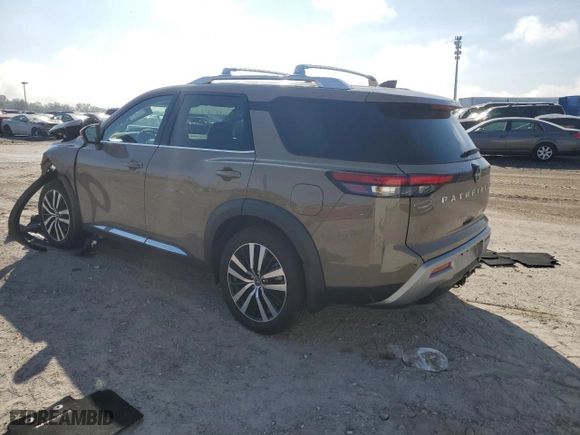 2023 Nissan Pathfinder Platinum with VIN 5N1DR3DK6PC239559, listed as a Copart auction lot 43953055 with 14,587 mi miles and Non Repairable. Bid and sale history available at carsss.com. Image 2.