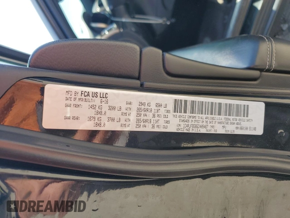 2016 Jeep Grand Cherokee Limited with VIN 1C4RJFBG8GC405467, listed as a Copart auction lot 61723125 with 143,410 mi miles and Salvage title. Bid and sale history available at DreamBid. Image 13.