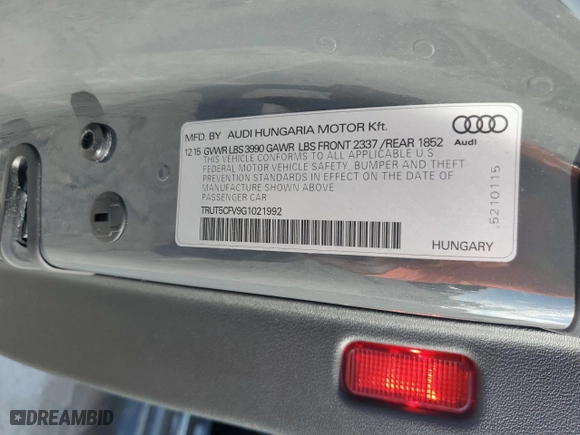 2016 Audi TT 2.0T with VIN TRUT5CFV9G1021992, listed as a Copart auction lot 73864974 with 10,633 mi miles and Salvage Title. Bid and sale history available at carsss.com. Image 13.