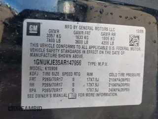 2010 Chevrolet Suburban LT with VIN 1GNUKJE35AR147956, listed as a IAAI auction lot 41722353 with 277,153 mi miles. Bid and sale history available at carsss.com. Image 9.