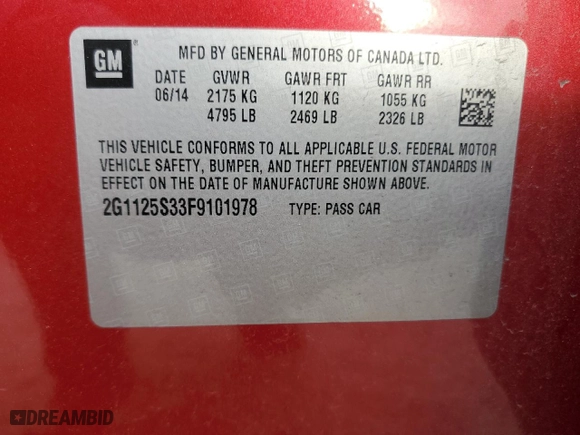 2015 Chevrolet Impala LT with VIN 2G1125S33F9101978, listed as a Copart auction lot 47850815 with 150,852 mi miles and Salvage Title. Bid and sale history available at carsss.com. Image 13.