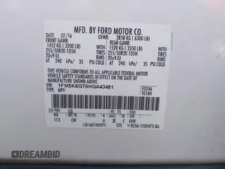 2017 Ford Explorer Sport z VIN 1FM5K8GT6HGA43481, wystawiony jako IAAI lot #42159456 z przebiegiem 86 010 mil mil oraz . Historia ofert i sprzedaży dostępna na DreamBid. Obrazek 9.