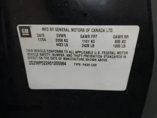 2005 Pontiac Grand Prix с VIN 2G2WP522451205984, выставлен на аукционе IAAI как лот 42309179 с пробегом 166 793 миль миль и . История ставок и продаж доступна на DreamBid. Изображение 9.
