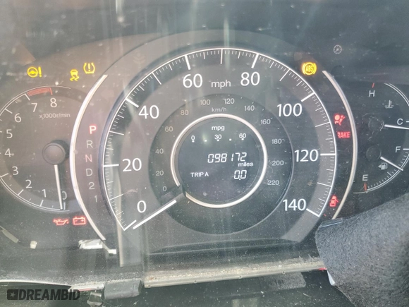 2014 Honda CR-V EX with VIN 2HKRM3H52EH555409, listed as a Copart auction lot 42433405 with 98,172 mi miles and Salvage Title. Bid and sale history available at carsss.com. Image 9.