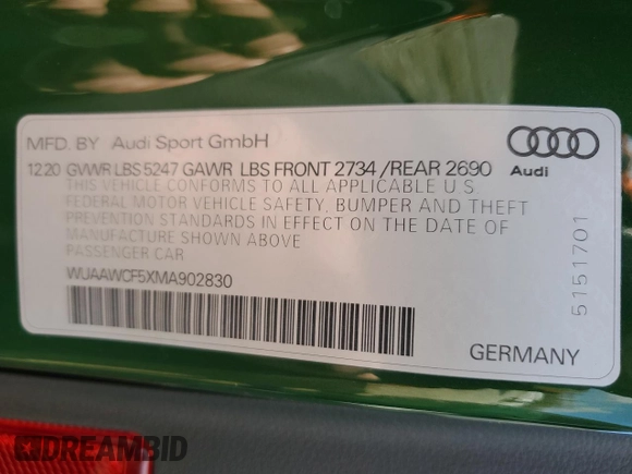 2021 Audi RS 5 Sportback z VIN WUAAWCF5XMA902830, wystawiony jako Copart lot #45397435 z przebiegiem 23 888 mil mil oraz Czysty tytuł • Clean title. Historia ofert i sprzedaży dostępna na DreamBid. Obrazek 14.