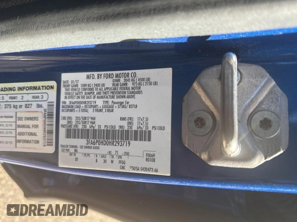 2017 Ford Fusion SE with VIN 3FA6P0HD0HR293719, listed as a Copart auction lot 64027045 with 76,423 mi miles and Clean title. Bid and sale history available at DreamBid. Image 10.