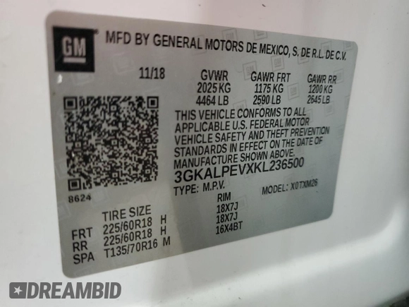 2019 GMC Terrain SLT with VIN 3GKALPEVXKL236500, listed as a Copart auction lot 44189285 with 98,361 mi miles and Salvage Title. Bid and sale history available at carsss.com. Image 14.