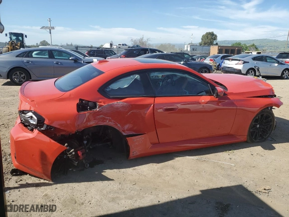 2024 BMW M2 with VIN 3MF13DM00R8D86349, listed as a Copart auction lot 51227764 with 7,114 mi miles and Salvage Title. Bid and sale history available at carsss.com. Image 3.