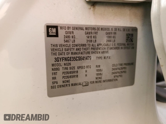 2012 Cadillac SRX with VIN 3GYFNGE35CS641479, listed as a Copart auction lot 80469584 with 32,433 mi miles and Salvage Title. Bid and sale history available at DreamBid. Image 13.